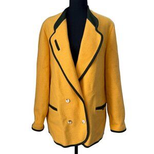 Vintage GIESSWEIN Austrian Boiled Double Breasted Wool Jacket Yellow Sz 10 US